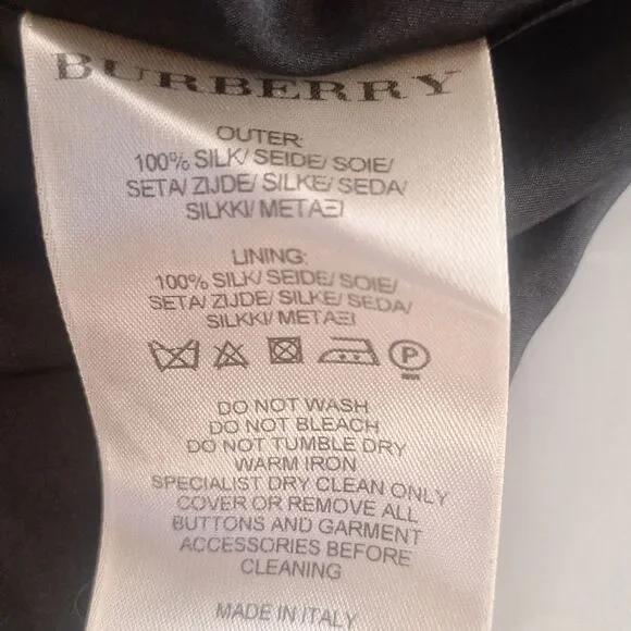 Burberry 100% silk black/ white/ grey lightweight midi dress size 12 - Picture 7 of 9